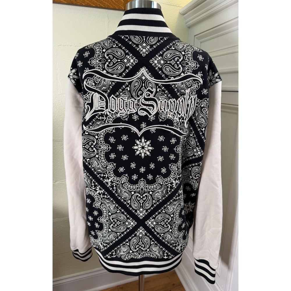 Dogg Supply by Snoop Dogg Varsity Jacket Bandana Paisley Black Beige Men's Large
